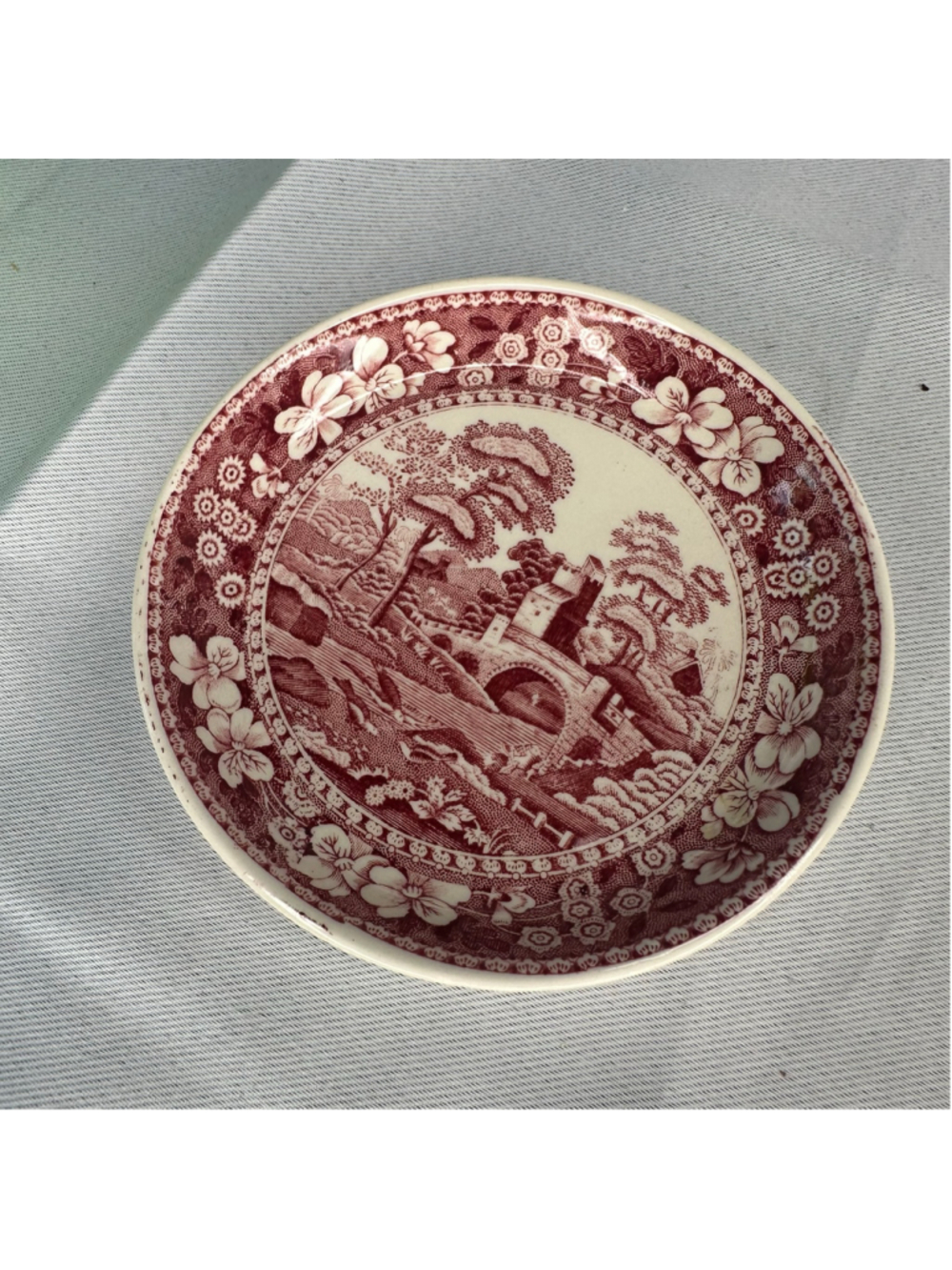 Vintage Spode England "Pink Tower" Small Saucer Rimmed Plate